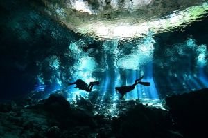 Panoramic view of Tulum lagoon in Mexico