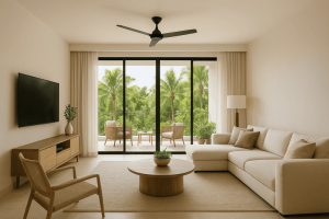 Interior moderno de condominio en venta en Tulum con diseño de lujo